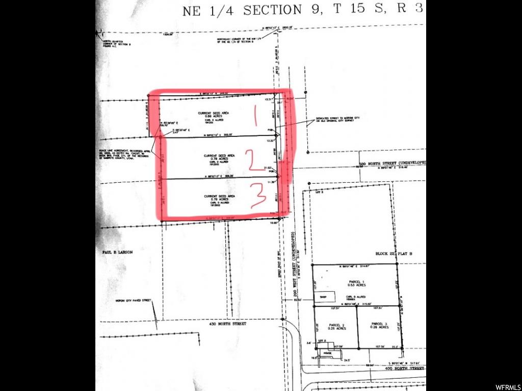 455 200 W N Moroni, Utah Build-Ready Lots! 3 lots just under 1 acre each with a great view over the valley and mountains. All utility connections stubbed at the road. Build your home here in the quiet town of Moroni. Buyer to Verify all info provided by county records.