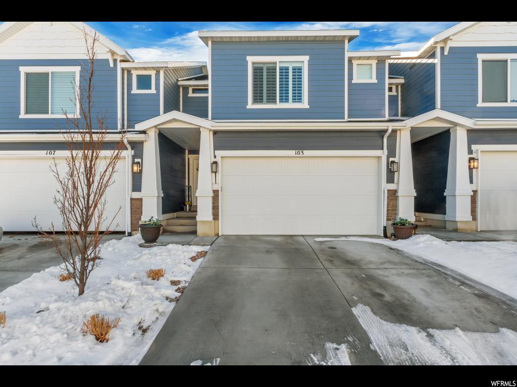 103 ASHGROVE LN Saratoga Springs, Utah You'll love this beautiful, well maintained 4 bedroom townhome in the coveted Legacy Farms community! The main floor features attractive laminate flooring, large great room area, custom kitchen which includes upgraded cabinets with soft close, granite, large pantry and upgraded appliance package including gas range. The upstairs has 3 large bedrooms with ceiling fans and large closets, laundry room and 2 full baths. Retire each evening in the spacious master suite which has enormous his and her closets and private master bathroom. The finished basement could be used as the 4th bedroom or large familyroom to gather with family and friends and has a lovely, recently finished full bath and cold storage room. The 2 car garage offers plenty of room for cars and overhead storage. Other features include water softener, lots of additional can lighting, plantation shutters, fully fenced yard, active radon mitigation system and upgraded lighting fixtures. Enjoy all the amenities this community has to offer: pool, clubhouse, parks, walking paths, picnic area, churches, schools and is perfectly situated with easy access to Pioneer Crossing and I-15. Square footage figures are provided as a courtesy estimate only. Buyer is advised to obtain an independent measurement.