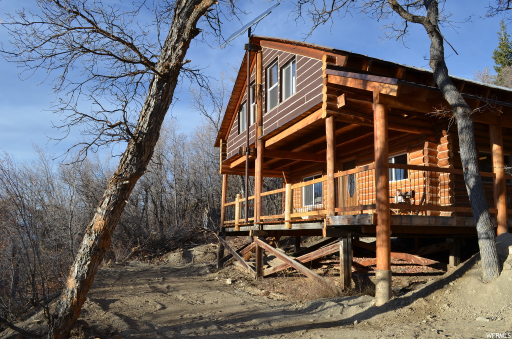 1093 SHADOW WAY E S Fairview, Utah Miles and miles of private ATV recreation! This property is a real (not imitation) log cabin. Completely off-grid. The owners unhooked a water source and bring in their water with them. There is an option where the new owner could use rain water collection methods or bring their water in, as well. There is a lot of bedspace here. During the winter, the owners snowmobile up the mountain to the cabin.