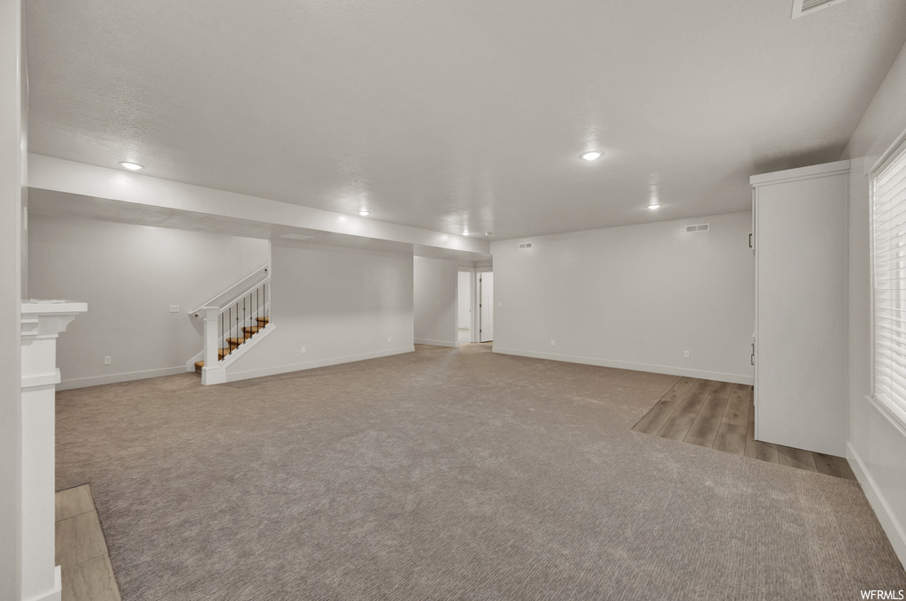basement with carpet