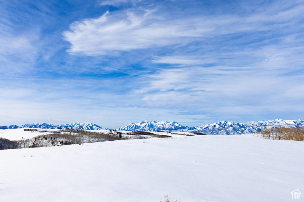 Exterior space featuring a mountain view