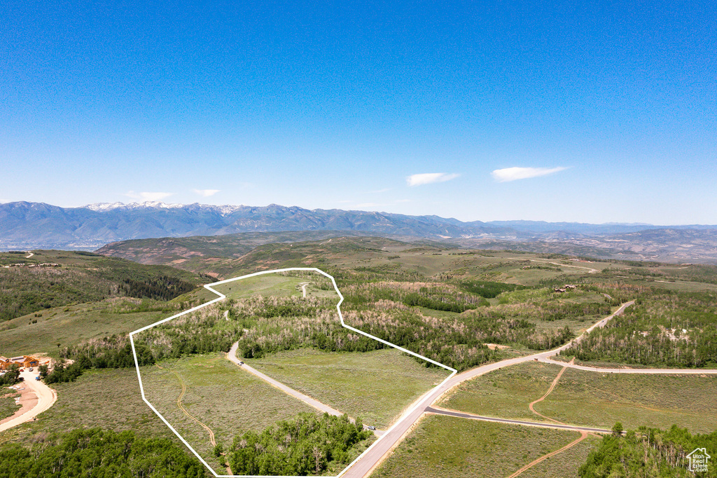 Aerial view with a mountain view and a rural view