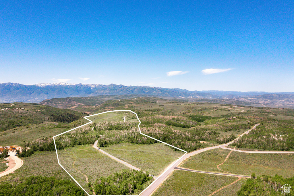 Drone / aerial view featuring a mountain view and a rural view