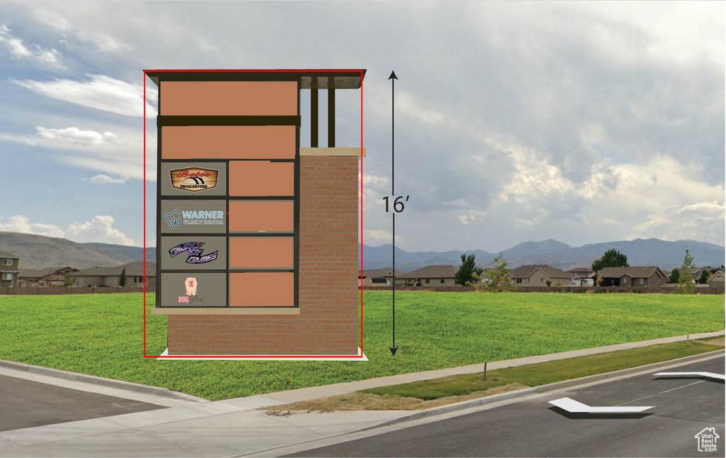 Exterior space with a mountain view