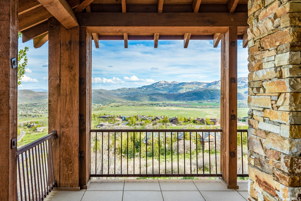 balcony with a mountain view