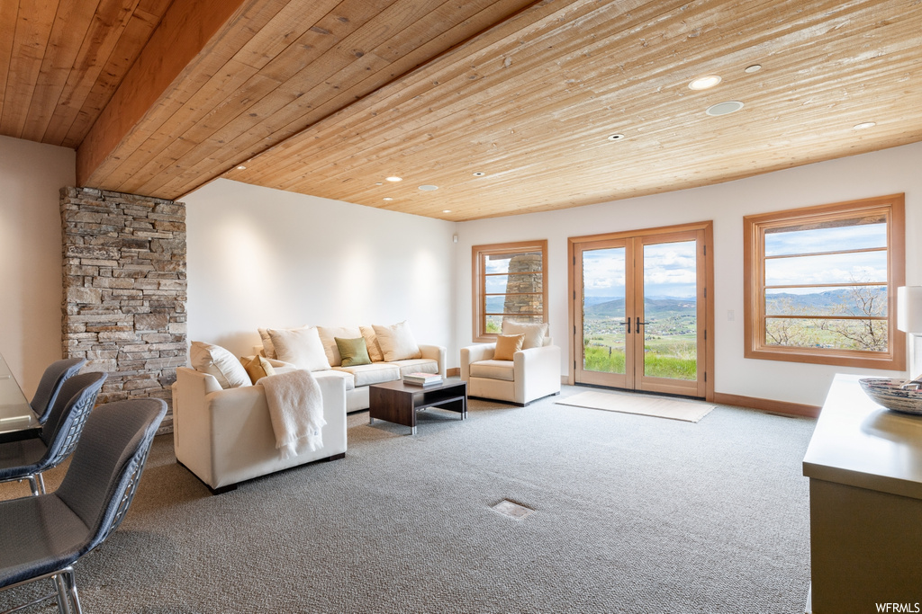 living room with natural light and french doors