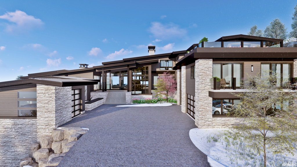 exterior space with a pergola