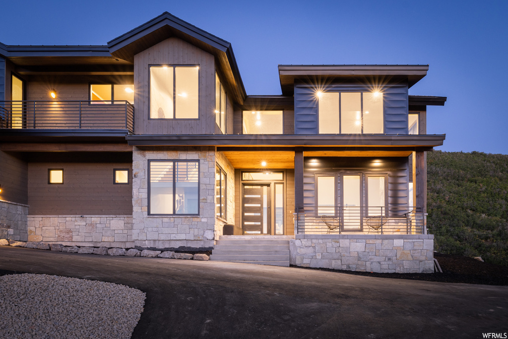 Modern home with balcony