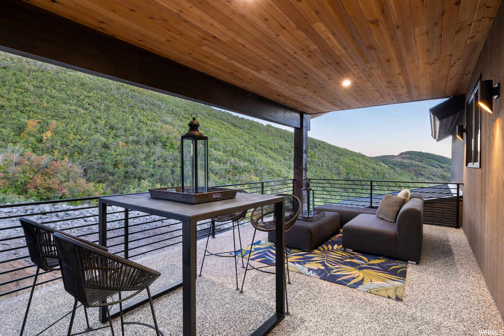 View of terrace featuring balcony