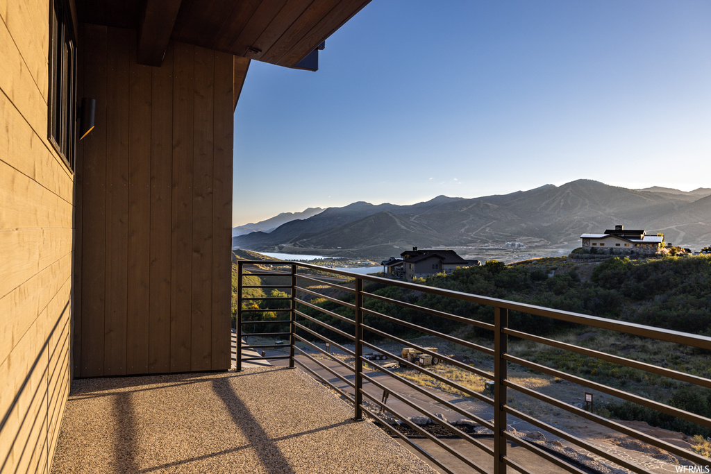 Balcony with a mountain view