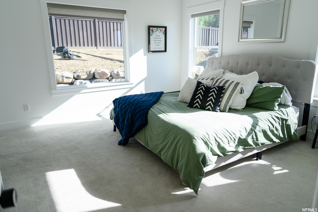 bedroom featuring natural light and carpet