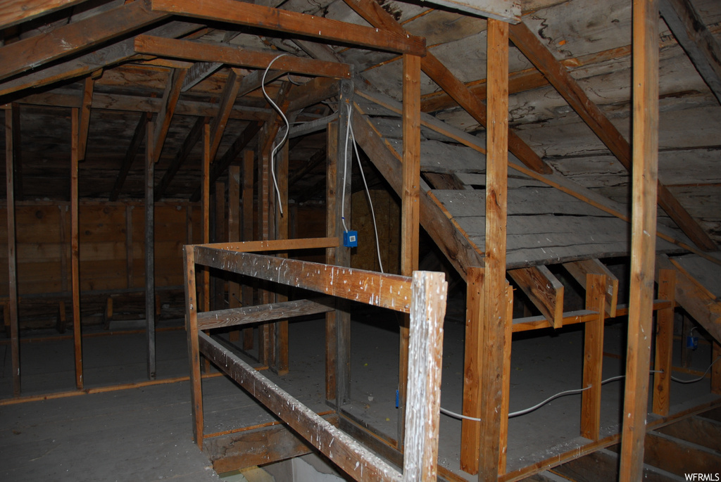 view of unfinished attic