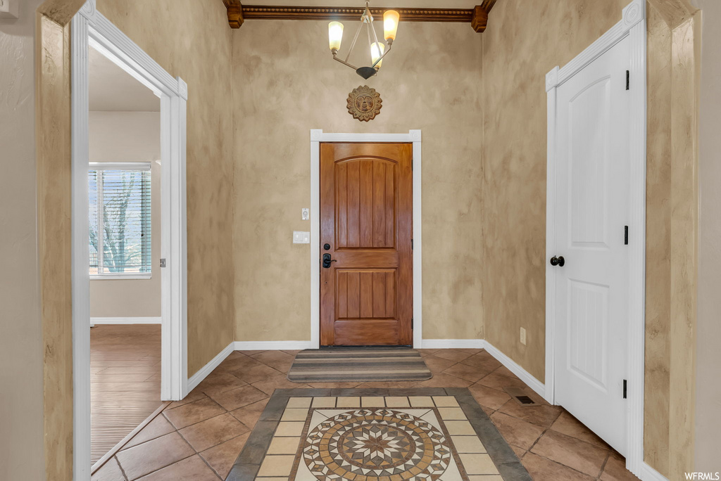 View of wood floored foyer