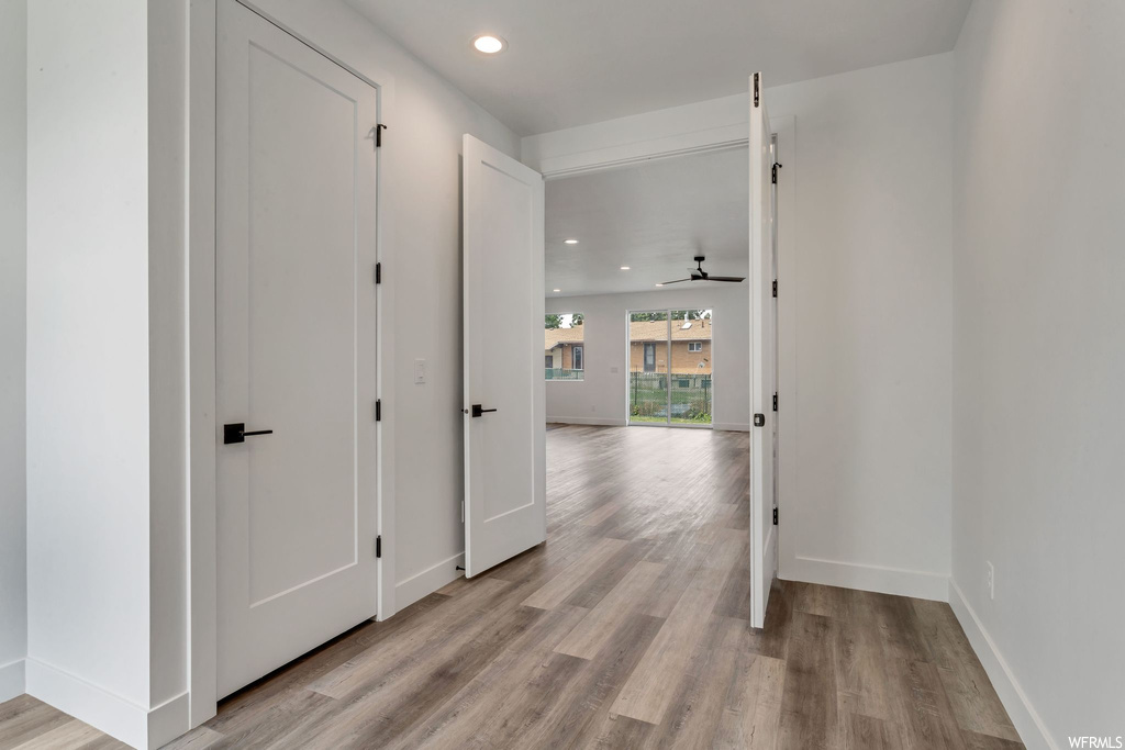 Hallway featuring light hardwood floors