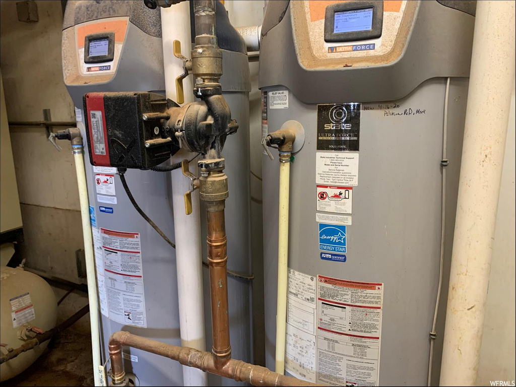 utility room with water heater