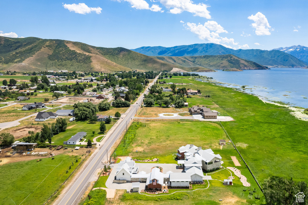 Drone / aerial view of a water and mountain view