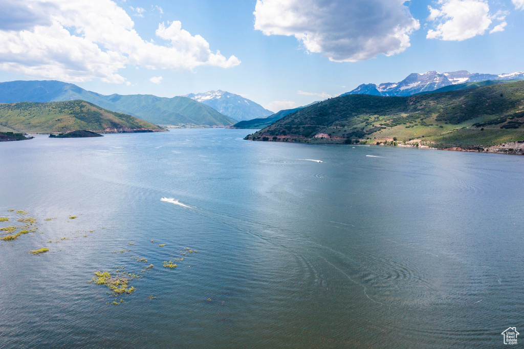 Water view with a mountainous background