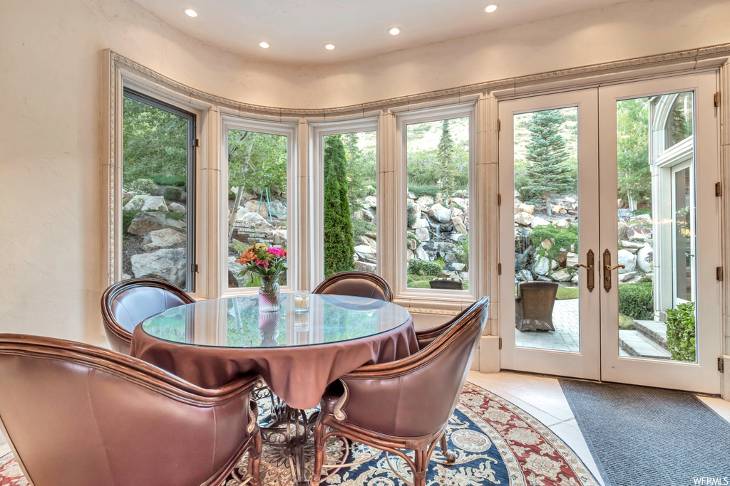 dining room with natural light and french doors