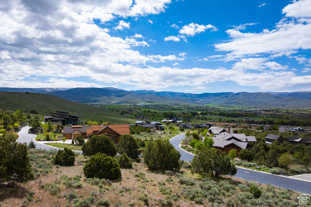 View of mountain background with nearby suburban area