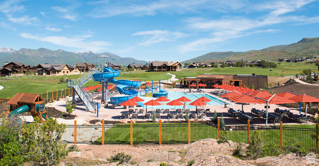 Exterior space with mountains