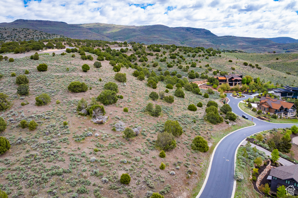 Aerial view of a mountain backdrop