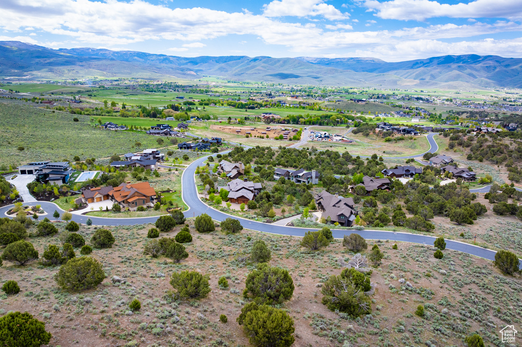 Drone / aerial view of a mountainous background