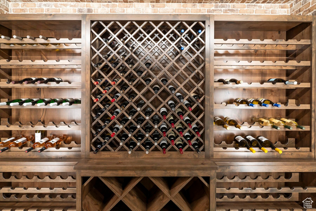 Wine room with brick wall