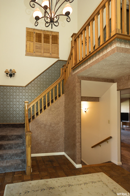 Staircase with parquet floors