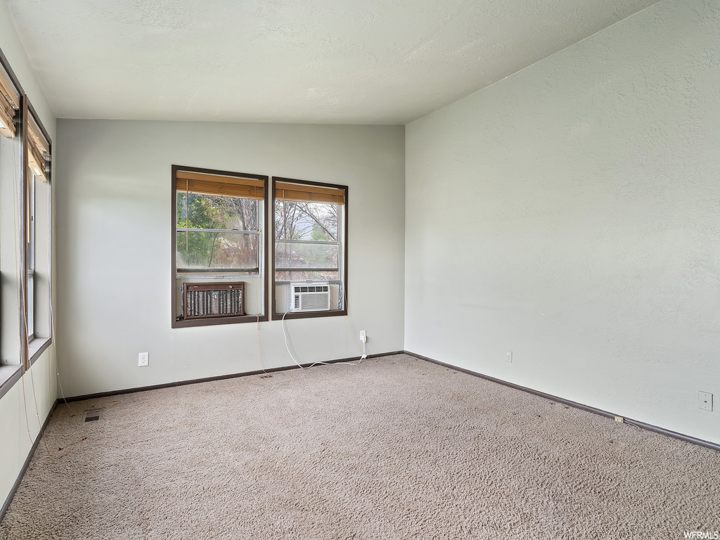 Carpeted spare room with natural light