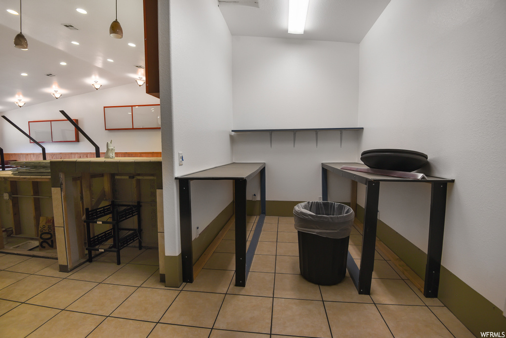 Interior space featuring tile flooring