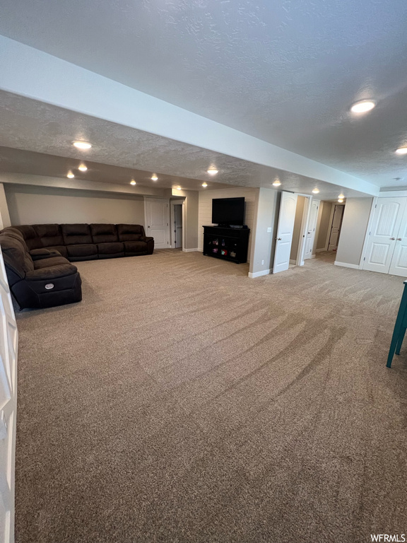 Living room featuring carpet and TV