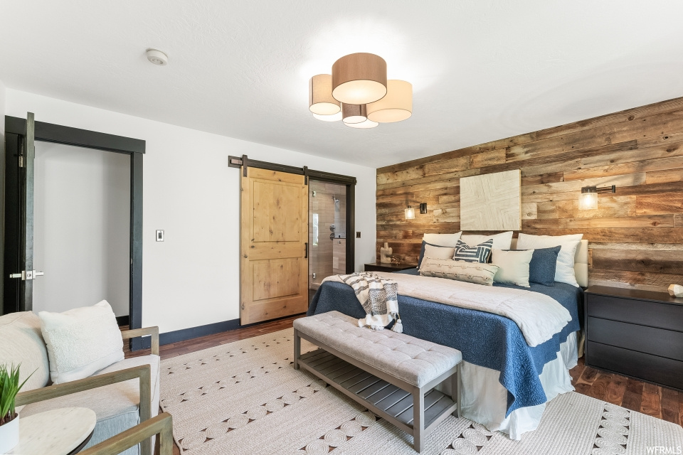 Bedroom featuring hardwood floors