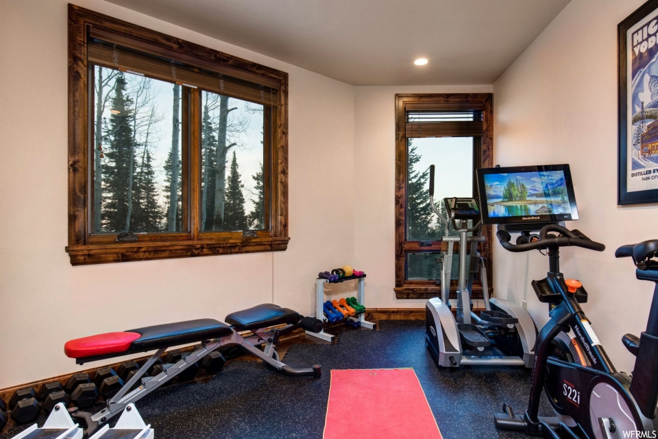Exercise area featuring TV