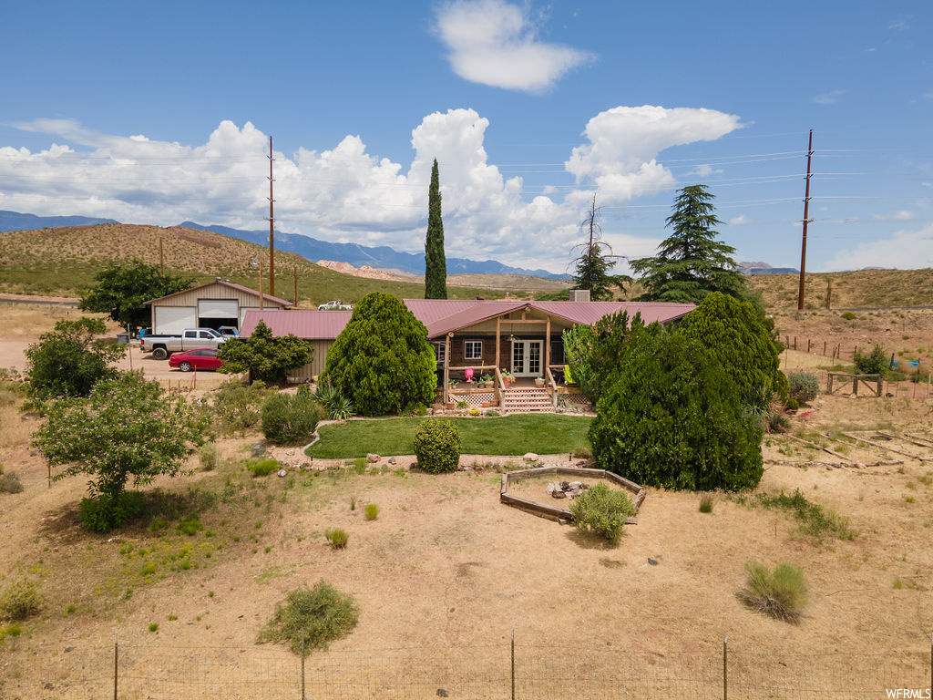 Exterior space with a mountain view