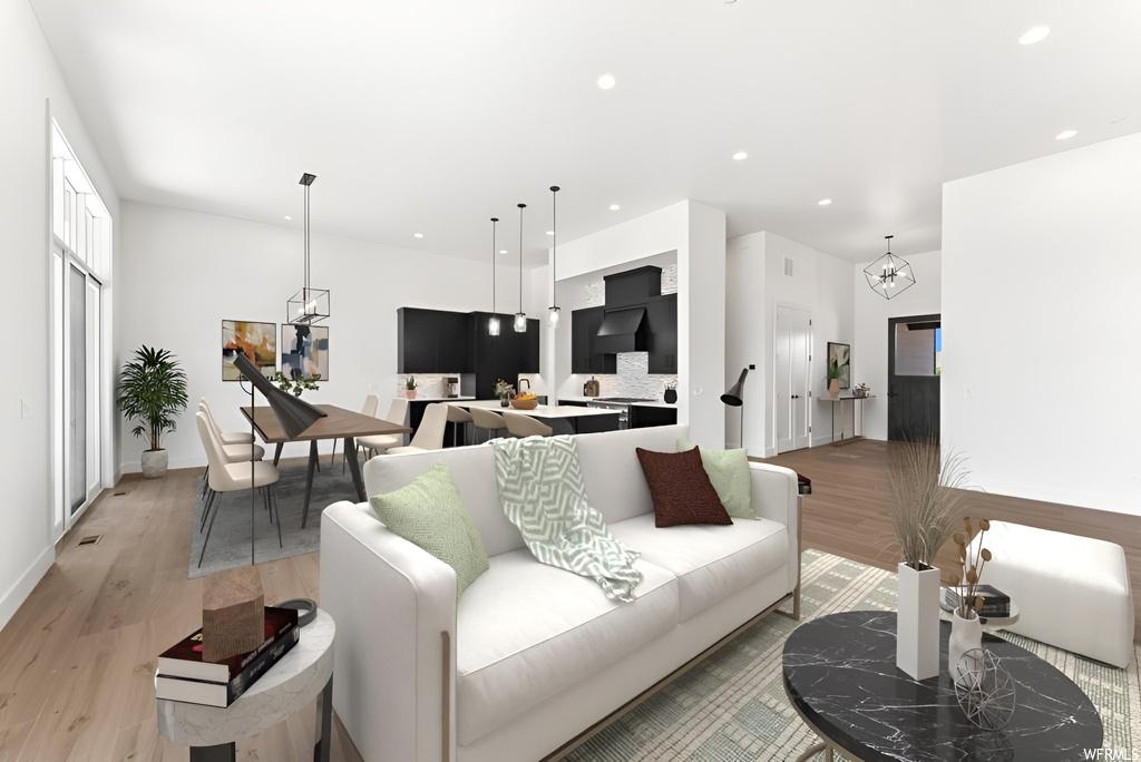 Living room featuring hardwood floors