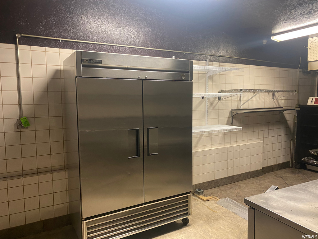 Interior space with double vanities