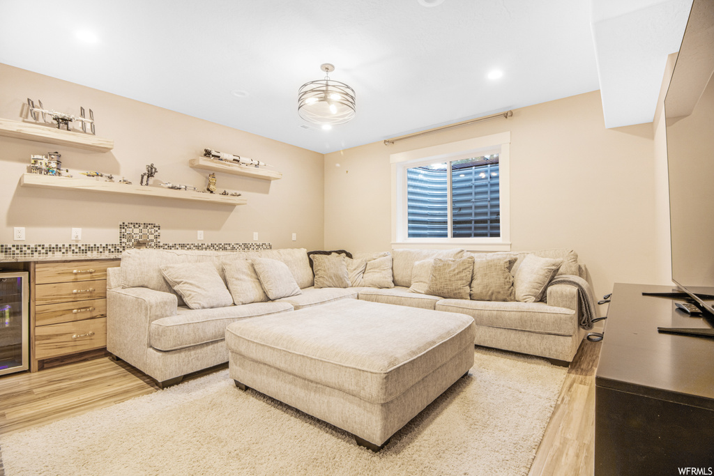 Living room featuring hardwood floors