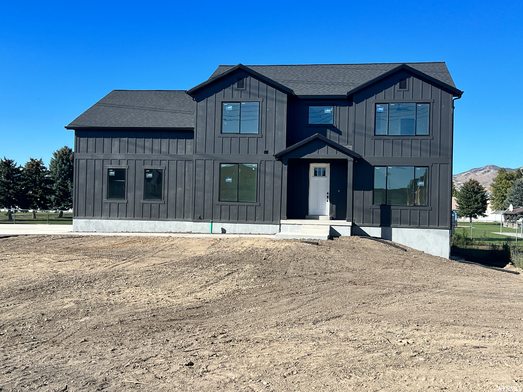 View of modern farmhouse