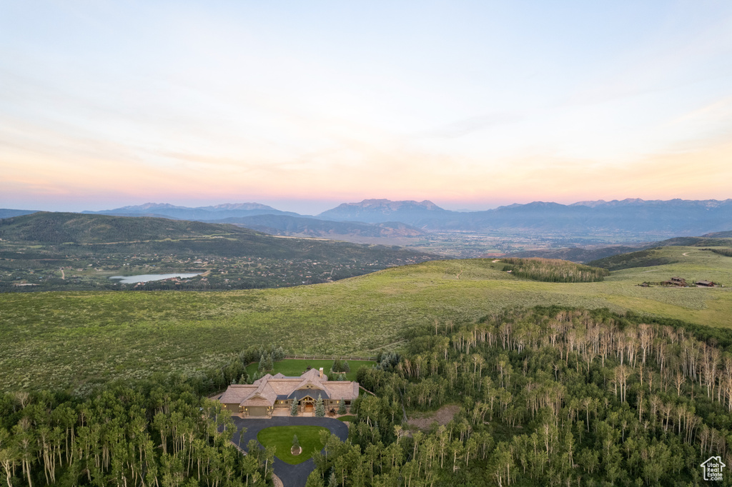 Exterior space featuring a mountain view