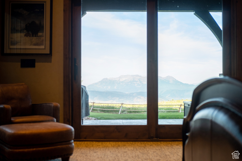 Living area with a mountain view