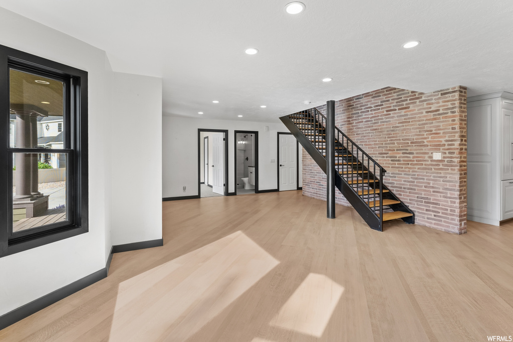 Basement with hardwood floors