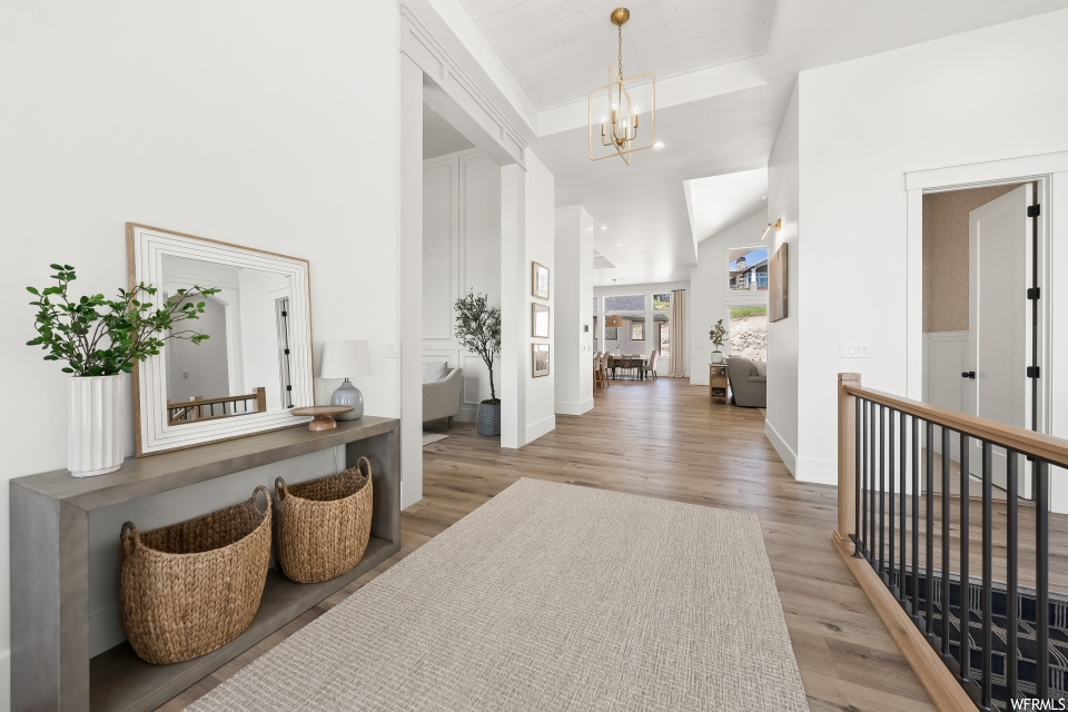 Hall with light parquet floors