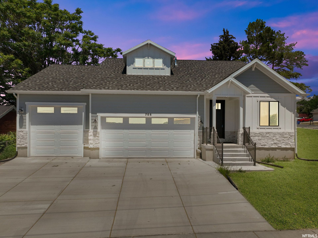 View of front of home with a front yard