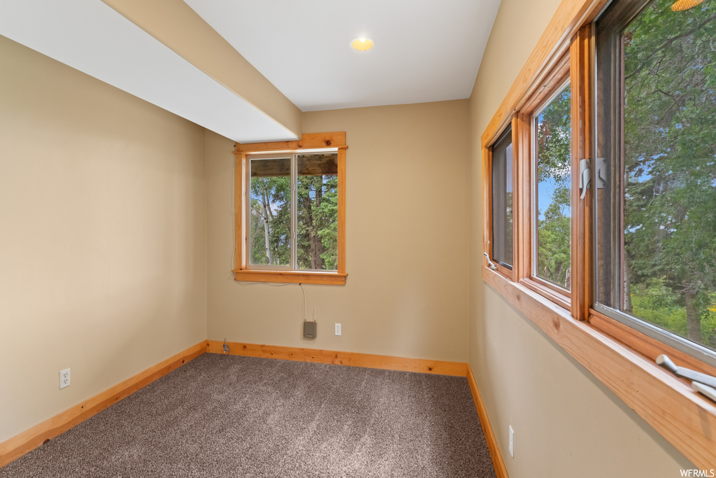 Carpeted empty room with a healthy amount of sunlight