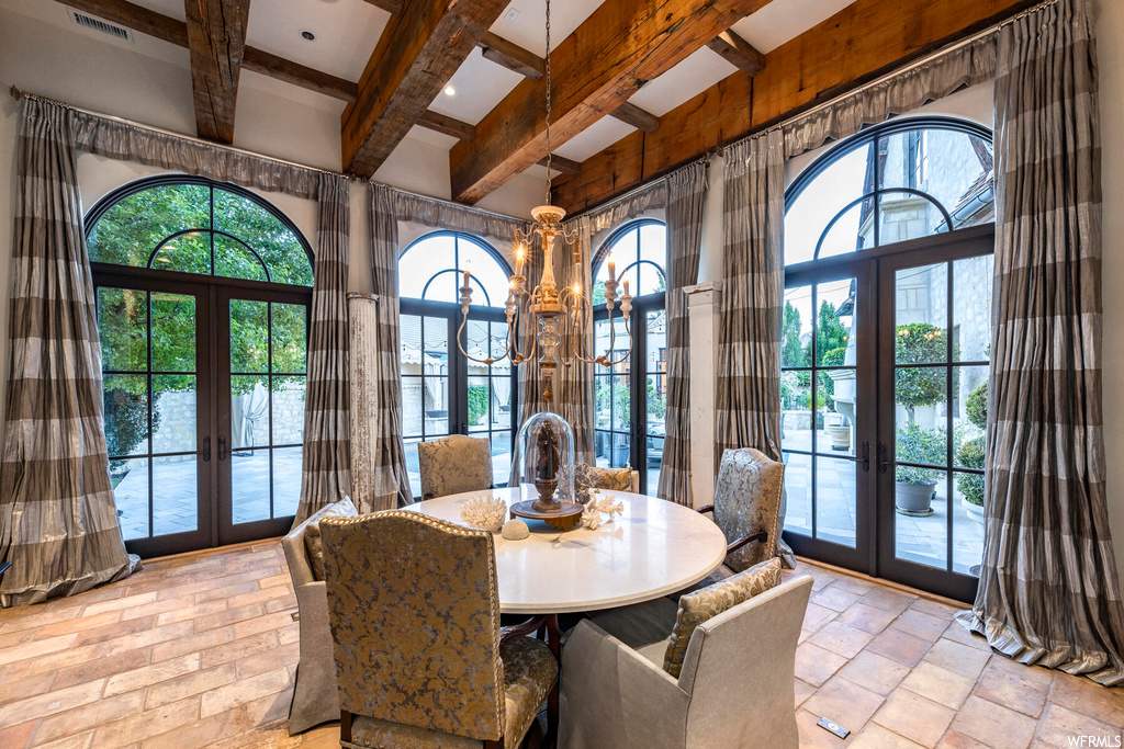 Dining area with french doors and natural light