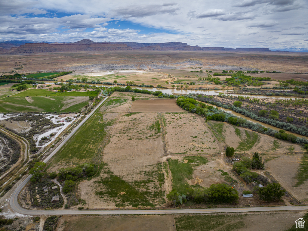 Aerial view featuring a mountain view