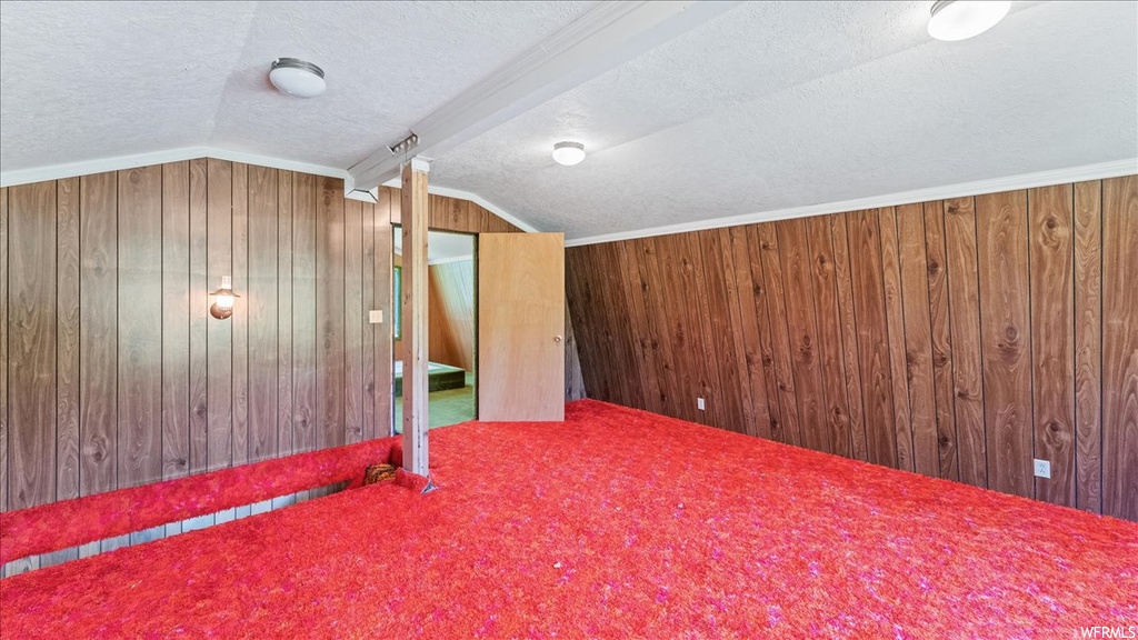 Basement with carpet