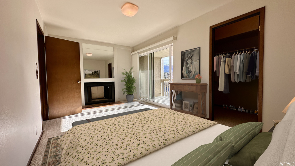 Bedroom featuring a closet and carpet