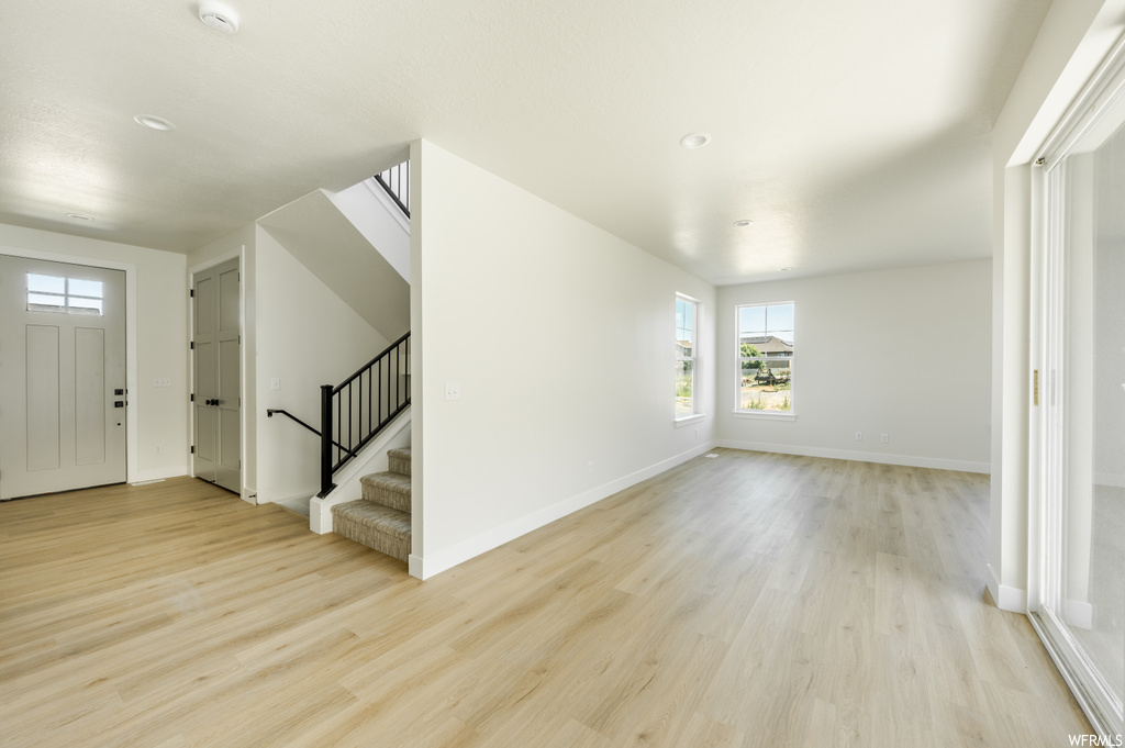 Interior space with light hardwood floors