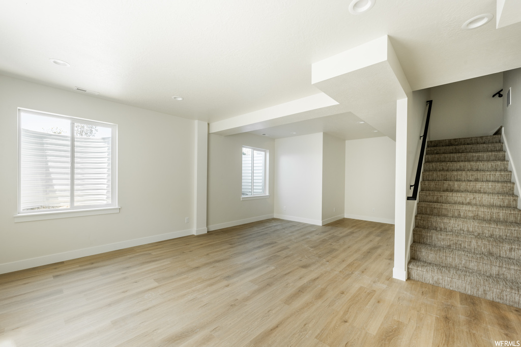 Interior space with light parquet floors